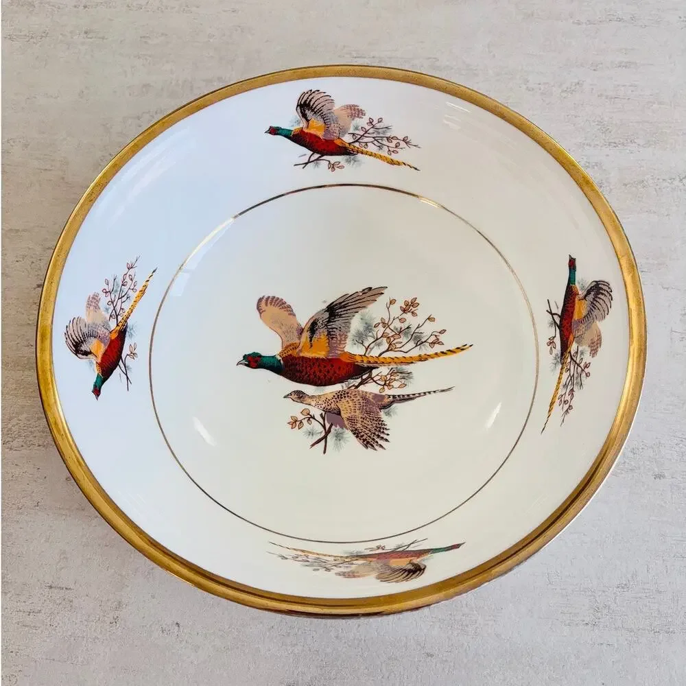 Sheriden Pheasant Bone China Footed Serving Bowl Staffordshire England 10